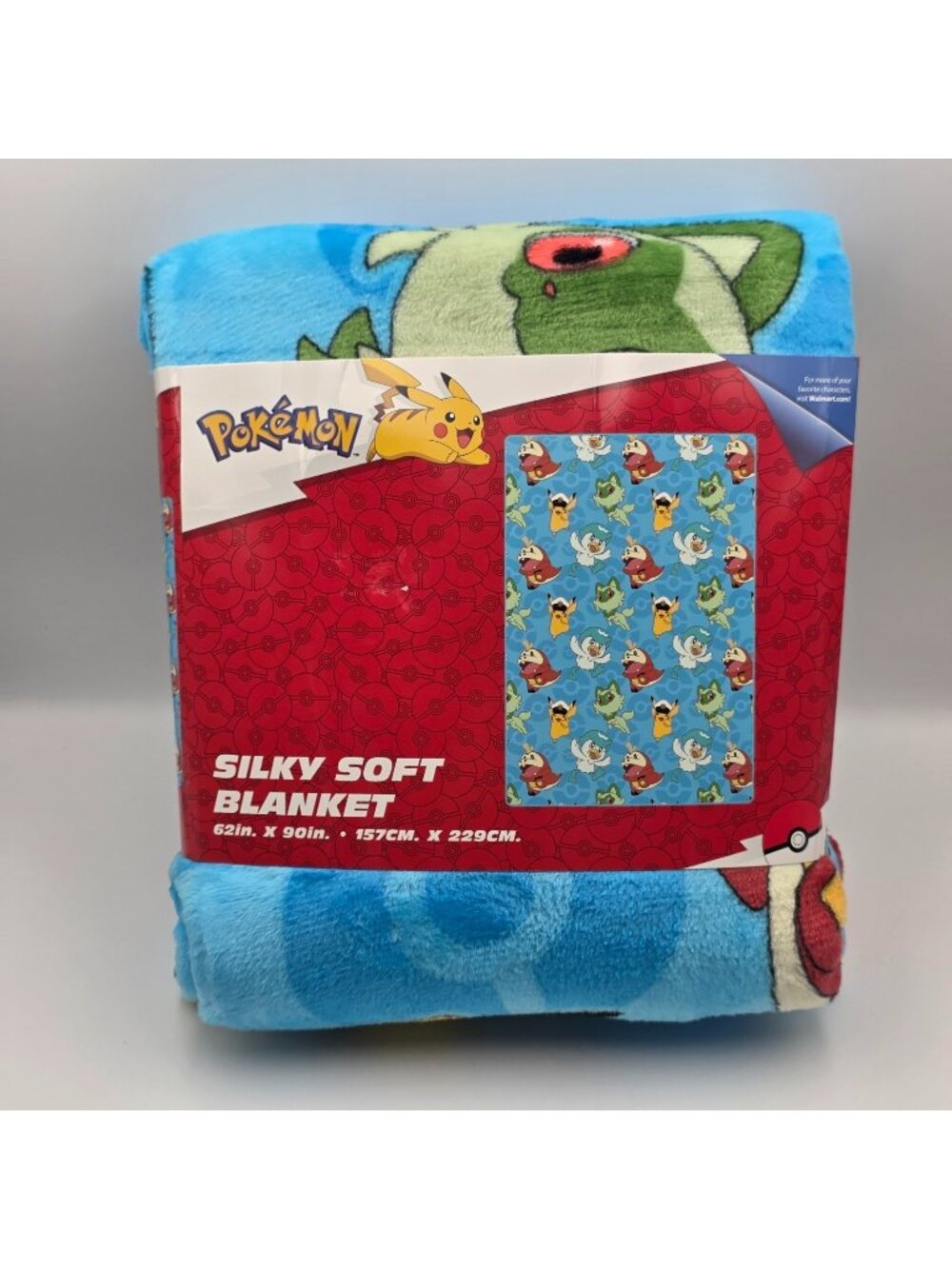 Pokemon Horizons Blanket 62x90 Silky Soft Blue Pikachu Sprigatito Fuecoco